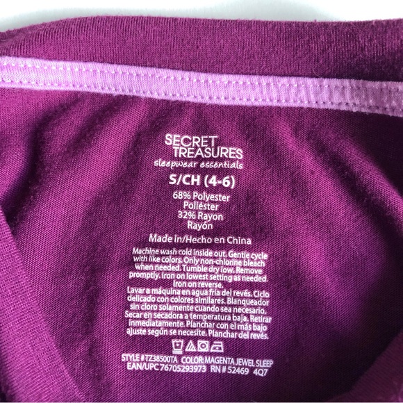 NEW LET ME SLEEP ZZZ Sleepwear Tee Shirt Short Sleeve Magenta Small Women’s NWOT - Picture 4 of 16